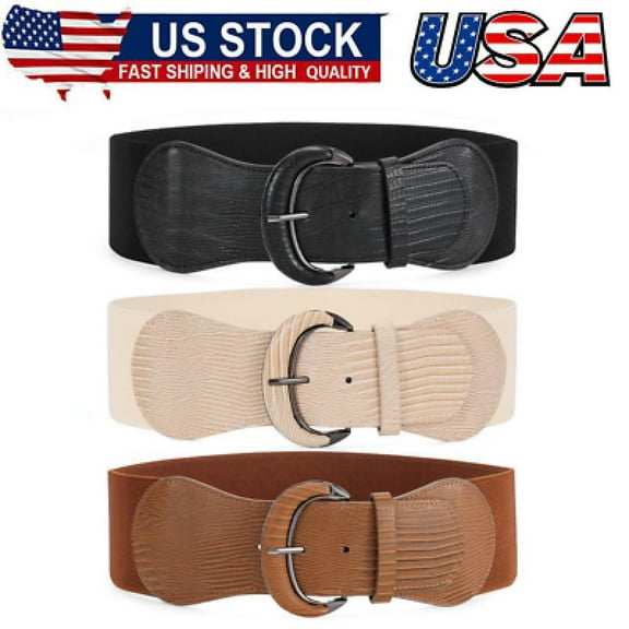 3 Pack 4 Pack Women Wide Elastic Waist Belt Vintage Stretchy Belt Waistband