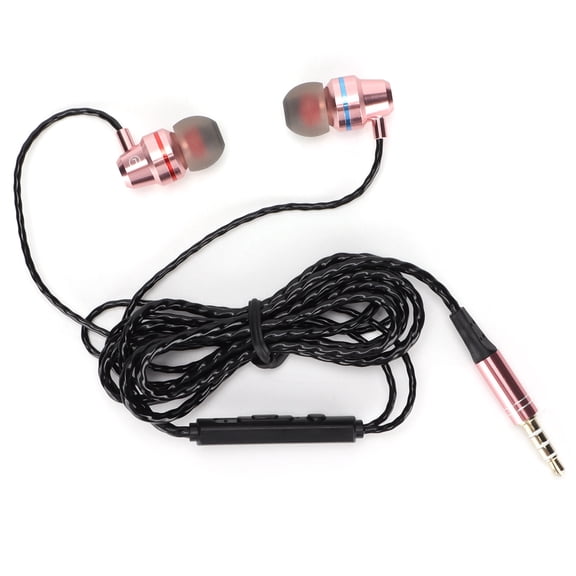 BIMZUC 3.5mm Wired Earbuds with Microphone Metal Heavy Bass In-Ear Headphones for Smartphones Laptops MP3 Pink
