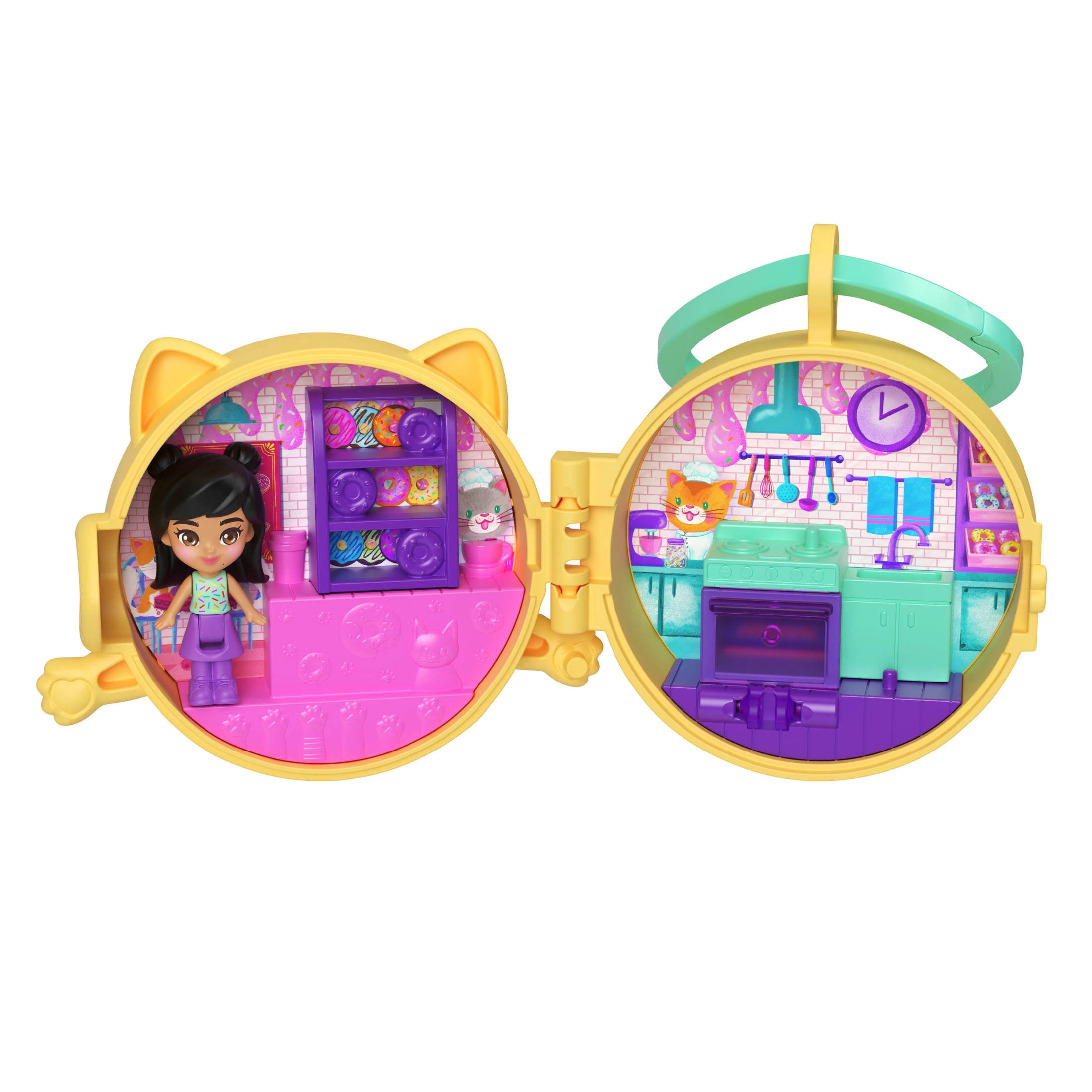 Polly Pocket Doll & Mini Compact Duo, Food-Themed Micro Playsets with 2 Dolls & 2 Keychain Clips