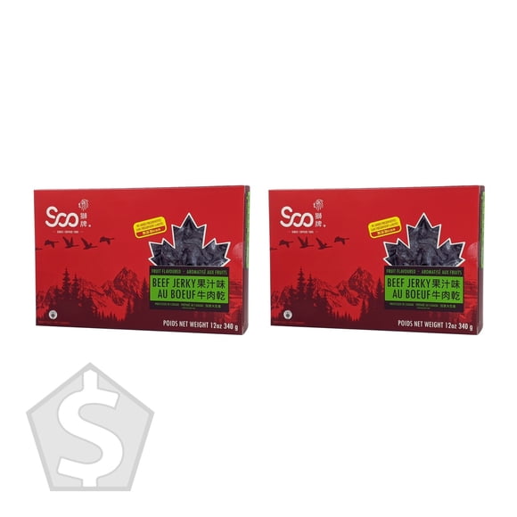 Soo Jerky Fruit Flavoured Beef Jerky 340 g - Pack of 2