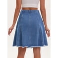 thumbnail image 4 of DARING DIVA Women's Denim A Line Flared Raw Hem Jean Skirts XX-Large Blue, 4 of 7