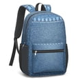 thumbnail image 3 of 17 Inch Lightweight Backpack,PVC Waterproof Oxford Fabric, Ergonomically Designed, with Large Capacity, Denim Cowboy Jean Style, 3 of 5