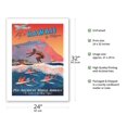 thumbnail image 2 of Fly To Hawaii by Clipper - Surfer Diamond Head Crater - Vintage Airline Travel Poster by Mark Von Arenburg c.1940s - Fine Art Matte Paper Print (Unframed) 24x32in, 2 of 4
