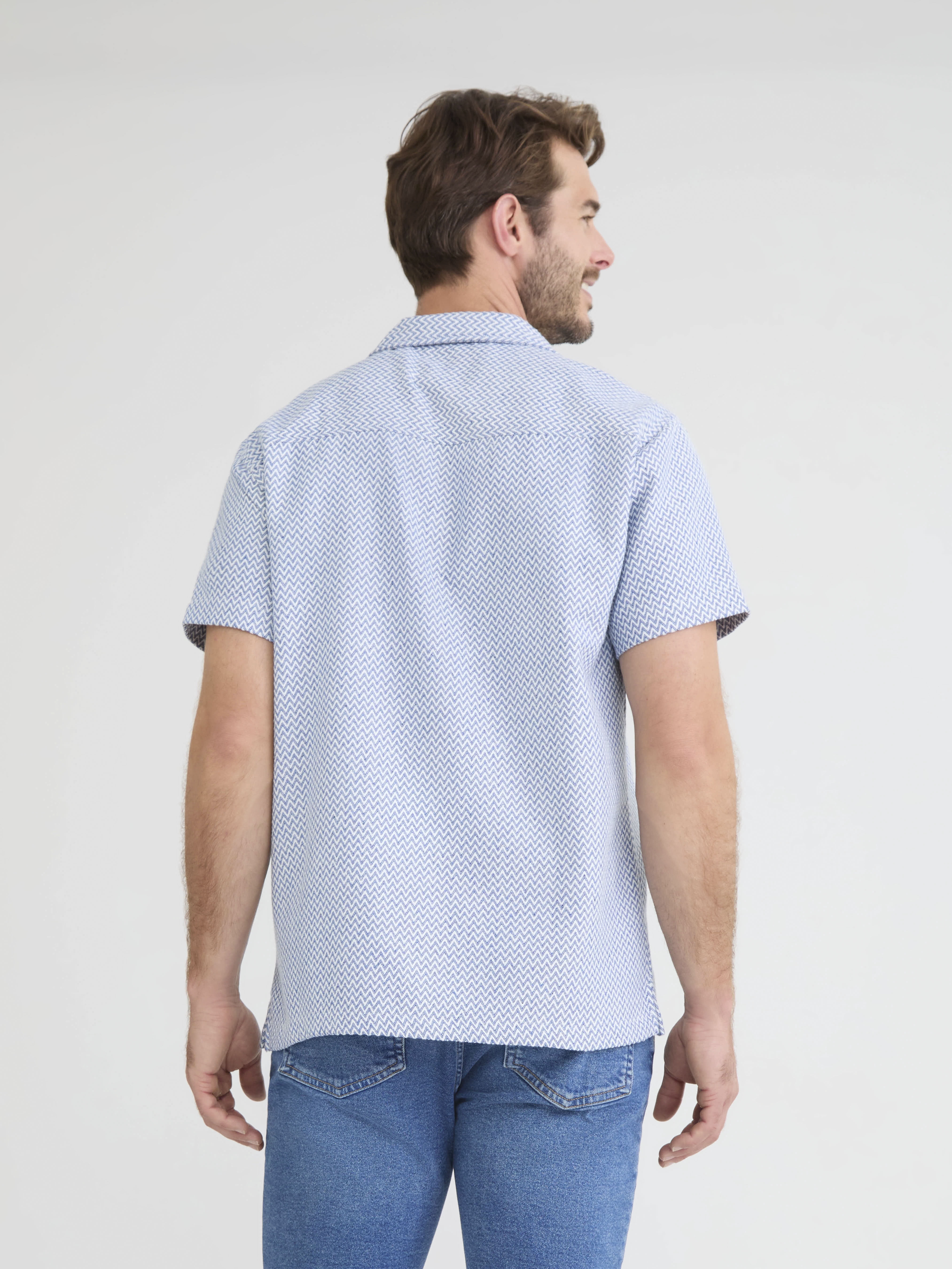 Fly By Night Men's and Big Men's Riviera Dobby Button Up Shirt with Short Sleeves, Sizes S-3XL