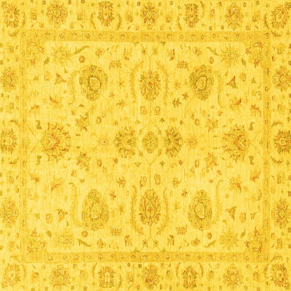 Ahgly Company Indoor Square Oriental Yellow Traditional Area Rugs, 8' Square