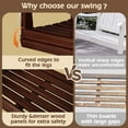 thumbnail image 3 of Wooden Porch Swing with Chains & Upgraded Cupholders Outdoor Patio Swing Bench for Garden & Backyard & Balcony, 3 of 7
