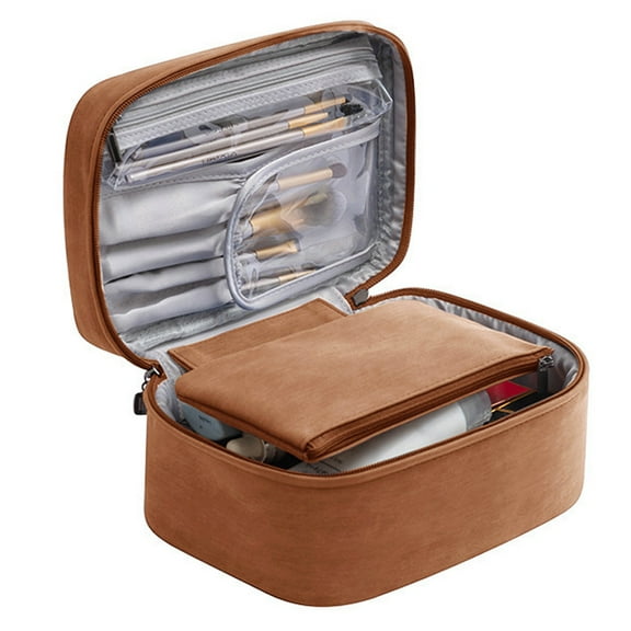 Simple cosmetic bag, portable, portable, multi-function storage, made of sheep patternbrown