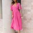 thumbnail image 4 of CNKOO Women Slim Fit Pumping Solid Color Boho Style Slim Fit Puff Sleeve Bodycon Dress, 4 of 9