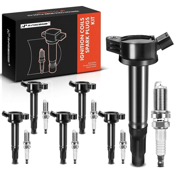 A-Premium Set of 6 Ignition Coil Pack and Iridium Spark Plugs Compatible with Toyota Camry 2010-2017, Tundra 2013-2014, Highlander 2009-2016, V6 3.5L 4.0L