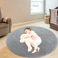 thumbnail image 2 of Haperlare Fuzzy Shaggy Rug 3' x 3' Round Fluffy Indoor Area Rug Luxury Shag Carpets for Bedrooms Living Room, Gray, 2 of 5