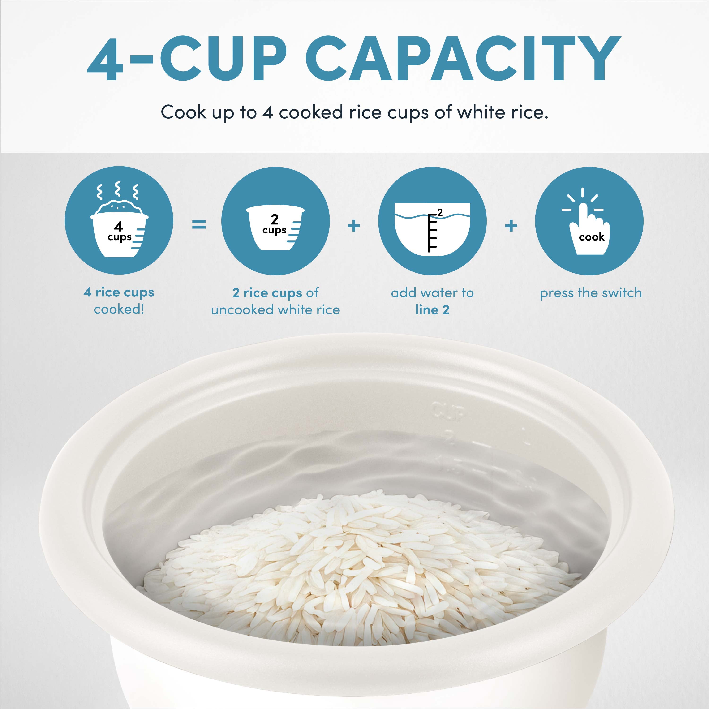 Aroma 4-Cups (Cooked) / 1Qt. Rice & Grain Cooker ARC-302NGMT