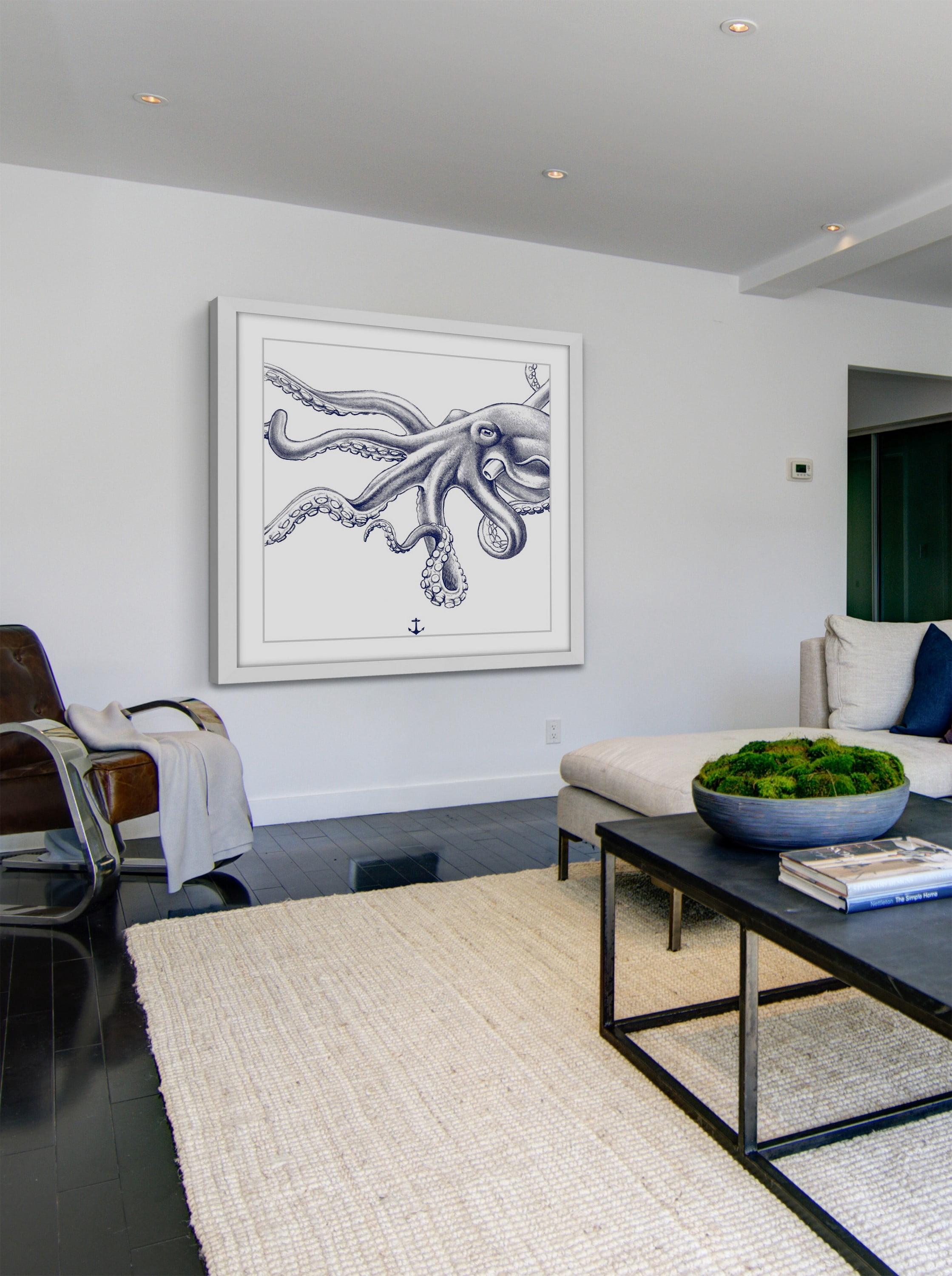 "Blue Octopus" Framed Painting Print