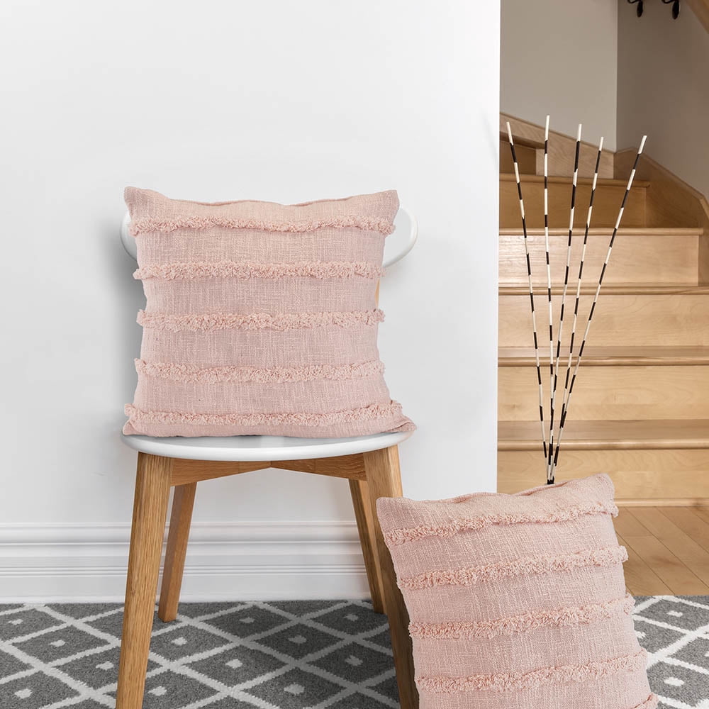 Ox Bay Blush Solid Organic Cotton Square 2 Piece Pillow Feather Filled Set