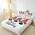 thumbnail image 4 of Feelyou Merry Christmas Kids Queen Sheet Sets, Xmas Buffalo Hats Fitted and Flat Sheet, Kawaii Pet Paw Ultra Soft Home Decor,4 Pieces, 4 of 7