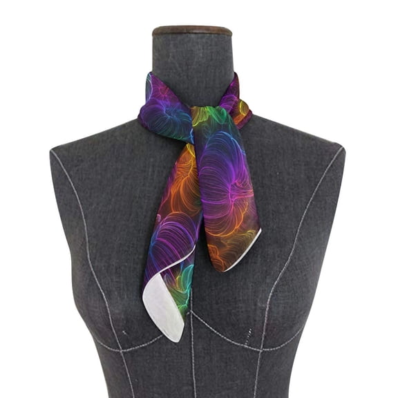 Square Scarf 24x24 Inch Neon-glowing Pumpkins Pattern Silky Satin Sun Protection Neck Scarf for Women Multi-Purpose Head Wrap Bandana for Hair Bag Decoration