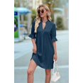 thumbnail image 4 of Summer Dresses for Women V Neck Short Sleeve Casual Shift Dress Dark Blue XXL, 4 of 9