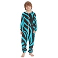 thumbnail image 2 of Cyan Zebra Pattern One Piece Pajamas Soft Jumpsuit Cozy Sleep and Play Romper Zipper and Pockets 5-6T, 2 of 8
