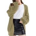 thumbnail image 3 of Cardigan Sweaters for Women Button-Down Long Sleeve Oversized Knit Outerwear Yellow Grey L, 3 of 6