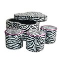 thumbnail image 2 of Funky Black White Pink Zebra Storage Ottoman Four Piece Set, 2 of 5
