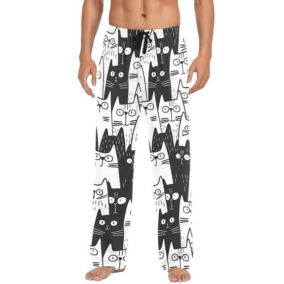 Cats Doodle Men's Pajama Pants Cotton Long Sleepwear Lounge Pants L