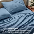 thumbnail image 3 of Emperor Size 500-Thread-Count 4-PCs Bed Sheet Set, 100% Pure Egyptian Cotton Sheets, Fits Mattress Upto 13-15" Deep Pocket, Solid Pattern, Medium Blue, 3 of 6