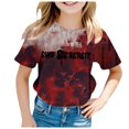 thumbnail image 1 of 2DXuixsh Chemises Filles Enfants Filles T-Shirt Imprimé Rétro Manches Courtes Col Rond Décontracté Ample Basique Hauts Tenues Automne Argent Taille 120, 1 of 4