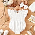 thumbnail image 2 of Glisme Girls Onesies 9-12 Months Sleeveless Solid Color Romper Round Neck Jumpsuit Simple Clothes White, 2 of 7