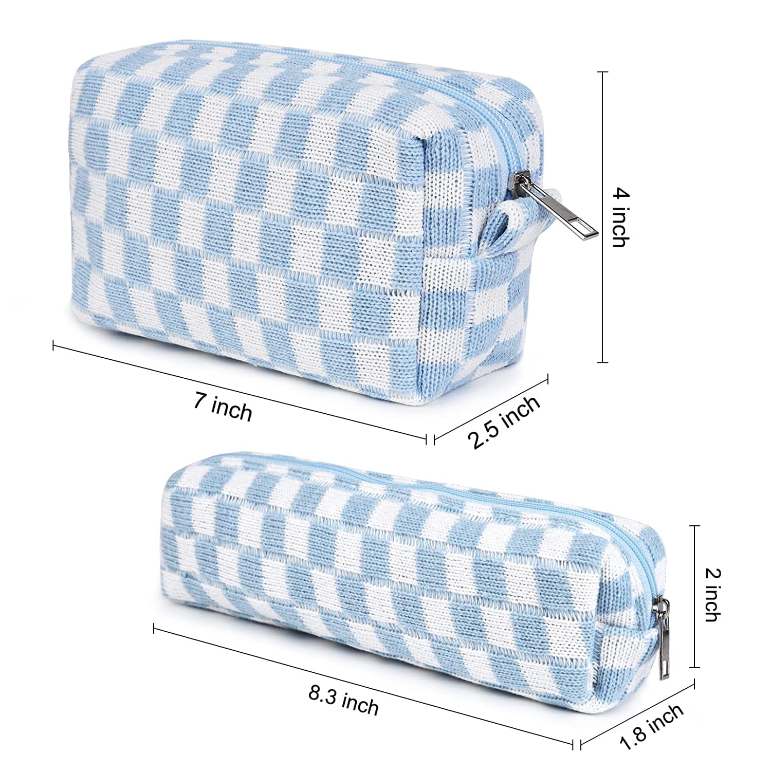  SOIDRAM 2 Pieces Makeup Bag Checkered Cosmetic Bag Purple Blue Makeup  Pouch Travel Toiletry Bag Organizer Cute Makeup Brushes Storage Bag for  Women : Beauty & Personal Care