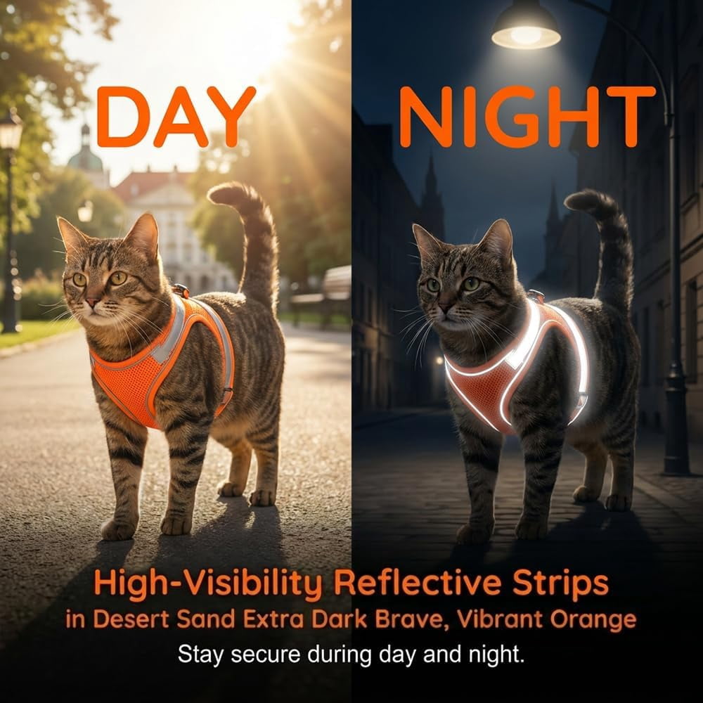 Escape Proof Cat Harness and Leash Set, Adjustable, Breathable, Reflective, for Cats