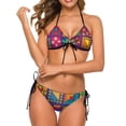 thumbnail image 1 of Color Block Print Bikini Set Sexy Green Triangle Bikini Swimsuit Surfing Custom Swimwear Two-Piece Stylish Bathing Suit, 1 of 5