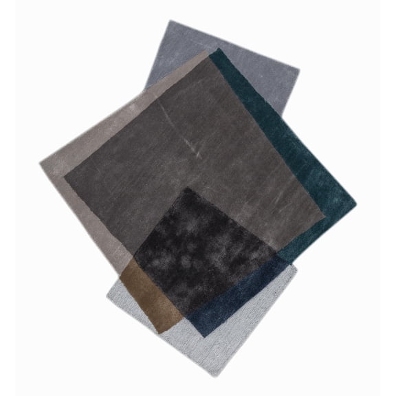 Jaipur Rugs India Modern Wool & Viscose Rugs, Charcoal Slate & Pearl Blue, 5 x 4'8