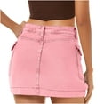 thumbnail image 5 of NaWent Denim Cargo Skirt Women's Going Out Mini Denim Skirt Multi Pocket High Waisted Denim Skirt Pink XL, 5 of 7