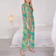thumbnail image 3 of Yiaed Colorful Palm Leaves Print Pajamas Women's Long Sleeve Sleepwear Soft Button Down Loungewear Pjs Lounge Set Nightwear Womens Pajama Pants-Large, 3 of 7