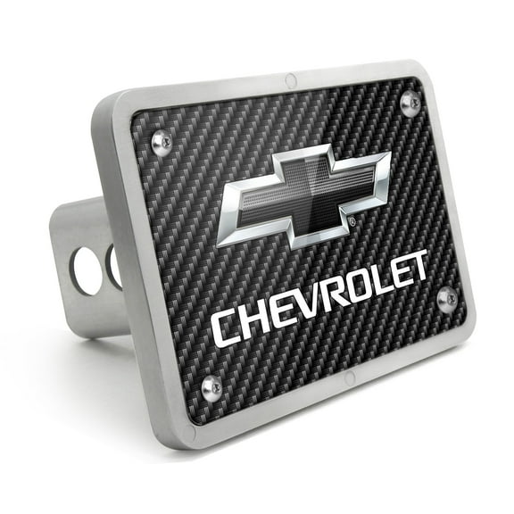 Chevrolet Black Logo UV Graphic Carbon Fiber Look Billet Aluminum 2 inch Tow Hitch Cover