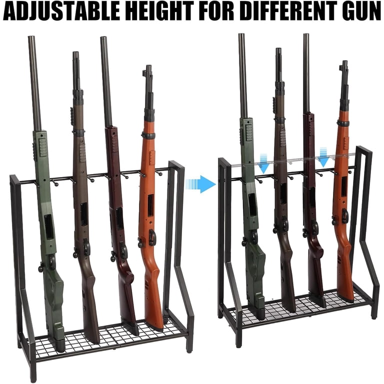 Gun Rack Heavy Duty Metal Floor Stand - Holds 9 Rifles, Adjustable ...