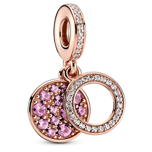 PANDORA Pink Disc, Pink & Clear Charm