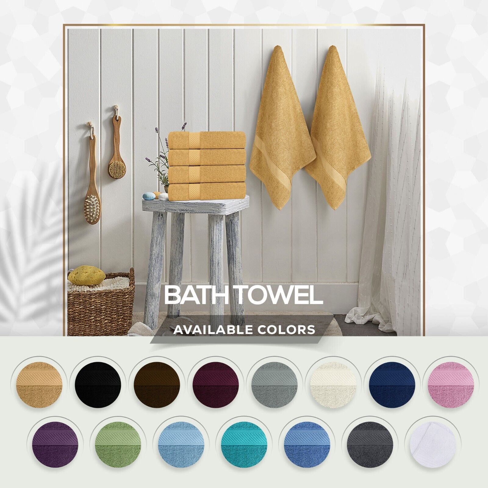 Pack 6 Cotton Bath Towels 22x44 Inch Super Absorbent  For Pool Spa