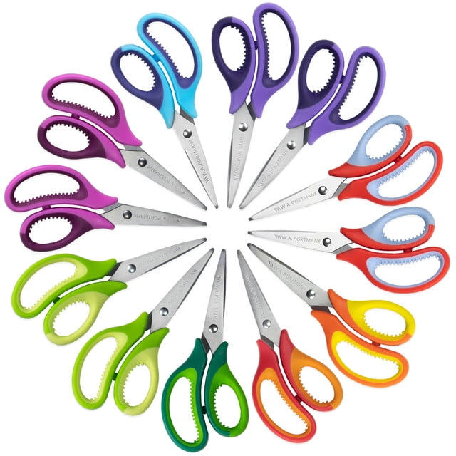 WA Portman Kids Scissors, Pointed Tip, 12 Pack of Scissors