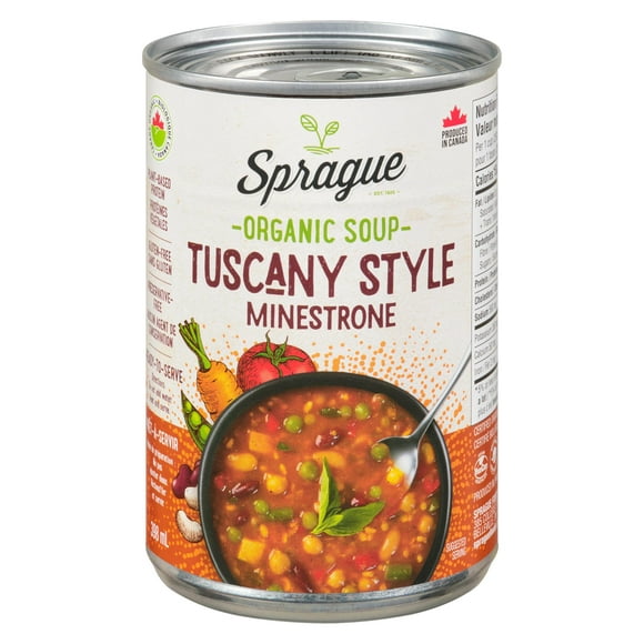 Sprague Soupe Minestrone Style Toscan Biologique 398ml Prêt à manger