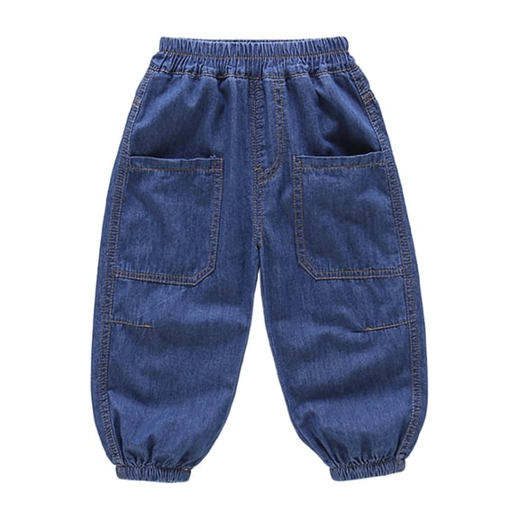Glisme Toddler Boys Jeans Denim Harem Pants Lightweight Breathable Fall Casual Boys Baggy Trousers Size 3-4 Y
