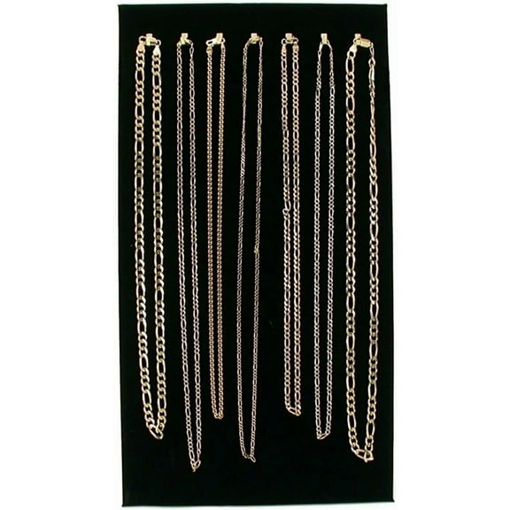 7 Hook Black Velvet Necklace Display Chain Pad 14 1/8" x 7 5/8"