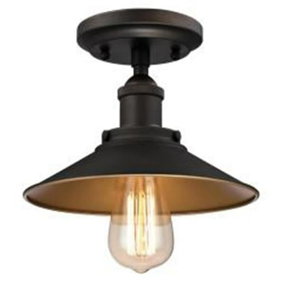 Westinghouse Lighting Westinghouse Louis One-Light Indoor Semi-Flush Ceiling Fixture, Oil Rubbed Bronze Finish and Metallic Bronze Interior