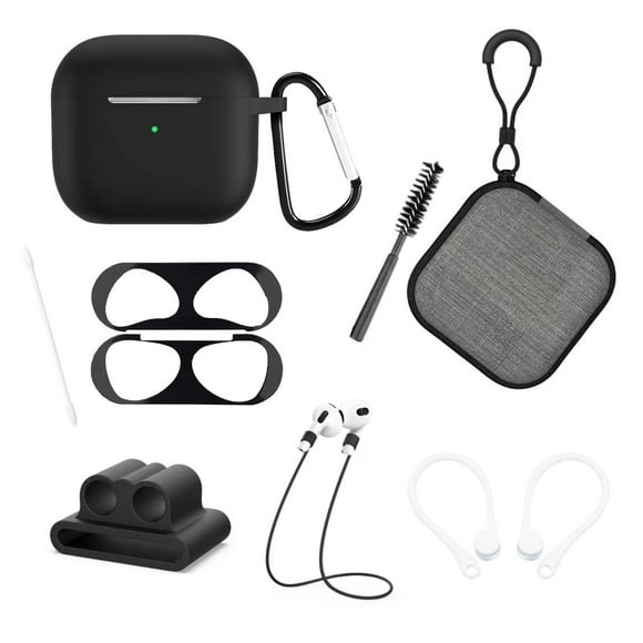 Funda y kit de accesorios 9 en 1 para Airpods 3 negro Gadget Collection Mx GC-FKAA3