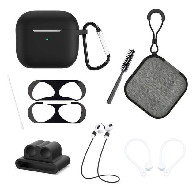Funda y kit de accesorios 9 en 1 para Airpods 3 negro Gadget Collection Mx GC-FKAA3
