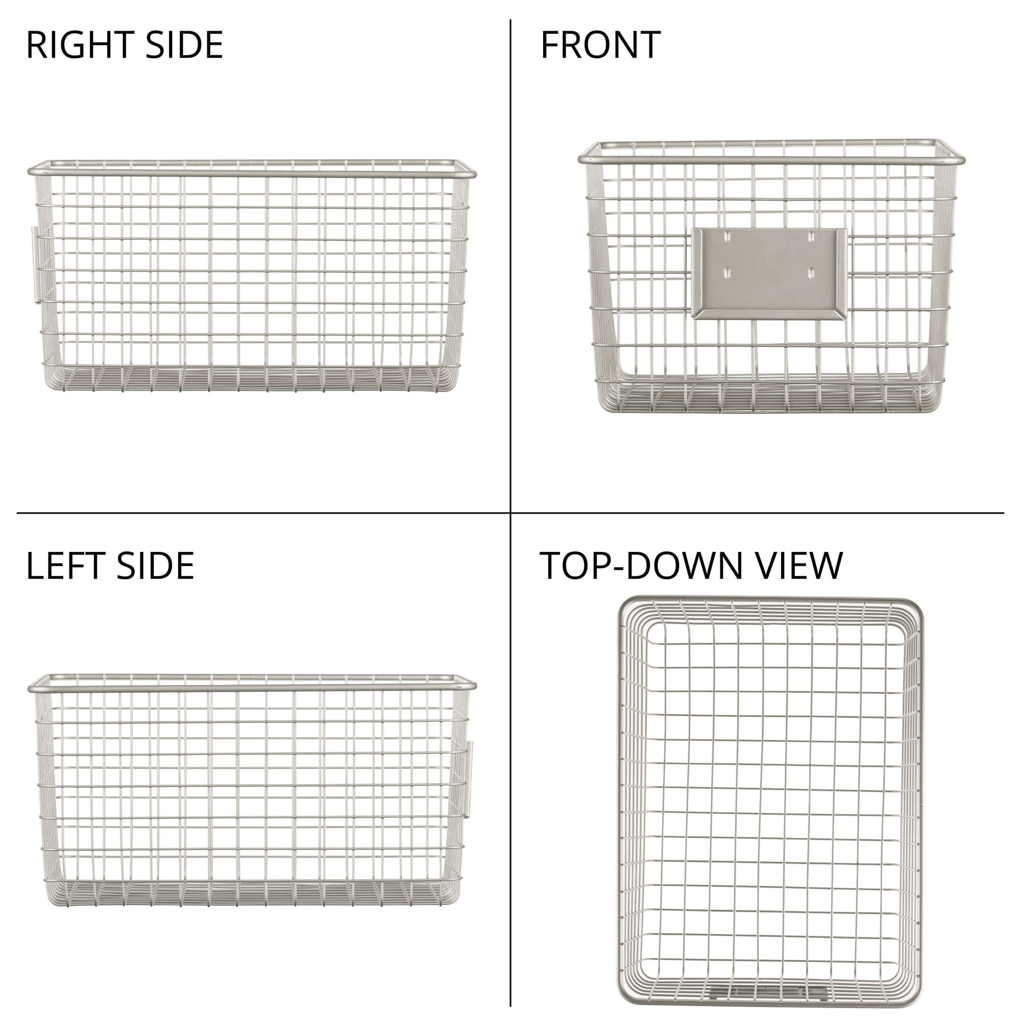 mDesign Large Steel Kitchen Organizer Basket with Label Slot, 4 Pack - Satin