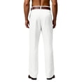 thumbnail image 4 of Mens Pleated Wide Leg Dress Pants, Loose Fit Business Casual Trousers Classic Formal Wear Bottoms with Belt Loops White M, 4 of 4