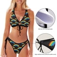 thumbnail image 3 of Dreamtimes Sparkling Rainbow Colors Bikinis Swimsuit Set for Women Swimwear Triangle Bathing Suit Tie String Thong, Small, 3 of 7