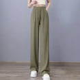 thumbnail image 4 of HVOBTTY Women's Summer Comfy Loose Drawstring High Waist Straight Soft Wide Leg Sleep Bottom Pajama Pants Green, XL, 4 of 4