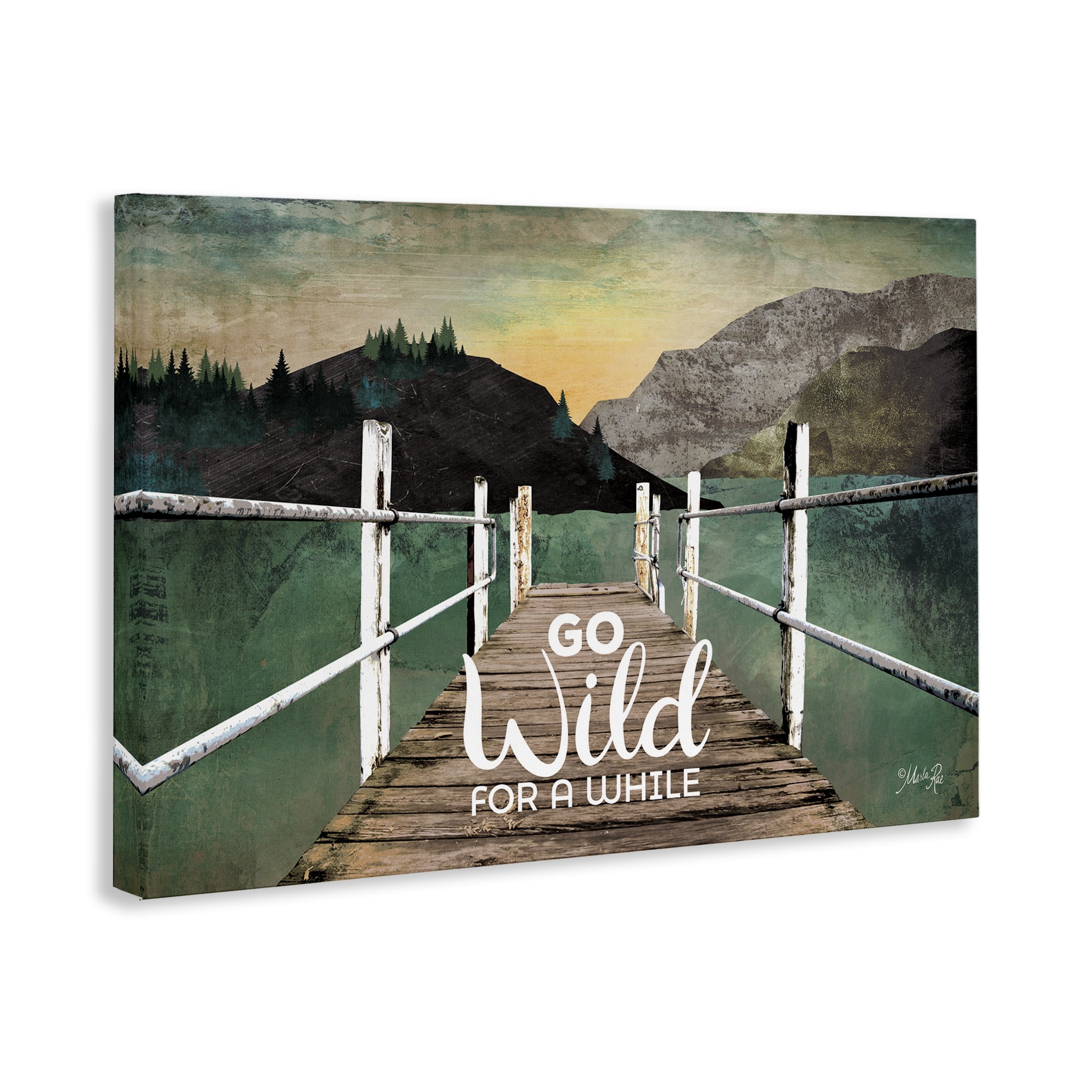 Stupell Industries Go Wild Rustic Phrase Landscape Painting Gallery Wrapped Canvas Art Print Wall Art, 45 x 30