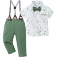 thumbnail image 2 of SANMIO Toddler Baby Boy Clothes Suit Gentleman Wedding Outfits, Formal Dress Shirt with Bowtie + Suspender Pants 1-5 Years, 2 of 6